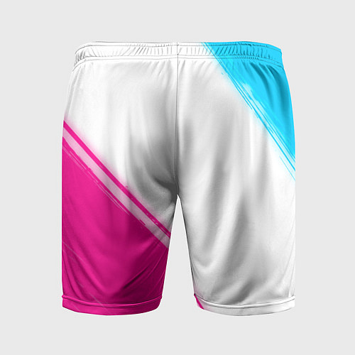 Мужские спортивные шорты Stray neon gradient style: надпись, символ / 3D-принт – фото 2