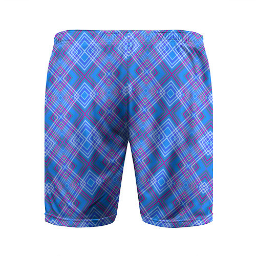 Мужские спортивные шорты Геометрический рисунок из розовых линий на синем ф / 3D-принт – фото 2