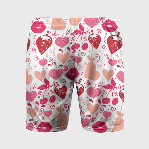 Мужские спортивные шорты Клубничная любовь / 3D-принт – фото 2