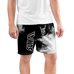 Шорты спортивные мужские Sum41 и рок символ на темном фоне, цвет: 3D-принт — фото 2