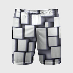 Шорты спортивные мужские Объемные белые плиты, цвет: 3D-принт