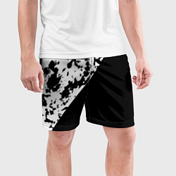 Шорты спортивные мужские Черно-белый текстура, цвет: 3D-принт — фото 2