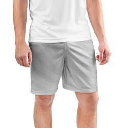 Шорты спортивные мужские Светлый серый плавные полосы, цвет: 3D-принт — фото 2