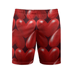 Шорты спортивные мужские Red hearts, цвет: 3D-принт