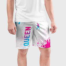 Шорты спортивные мужские Queen neon gradient style: надпись, символ, цвет: 3D-принт — фото 2