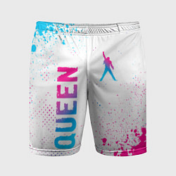 Шорты спортивные мужские Queen neon gradient style: надпись, символ, цвет: 3D-принт