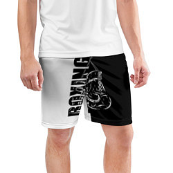 Шорты спортивные мужские Boxing чёрно-белое, цвет: 3D-принт — фото 2