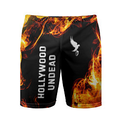 Шорты спортивные мужские Hollywood Undead и пылающий огонь, цвет: 3D-принт