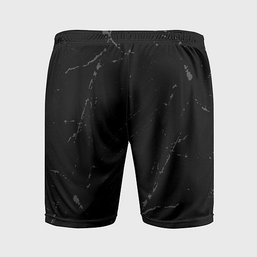 Мужские спортивные шорты Bring Me the Horizon glitch на темном фоне: надпис / 3D-принт – фото 2