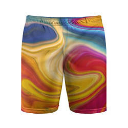 Шорты спортивные мужские Цветная волна, цвет: 3D-принт