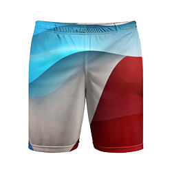 Шорты спортивные мужские Белые синие и красные волны, цвет: 3D-принт