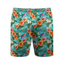 Мужские спортивные шорты Яркие гавайские цветочки