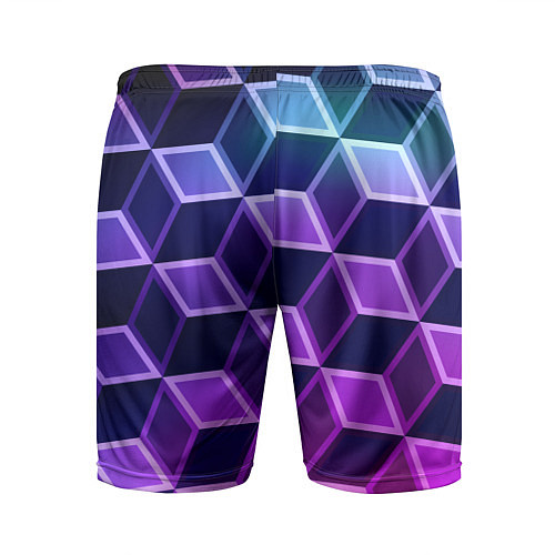 Мужские спортивные шорты Неоновые кубы иллюзия / 3D-принт – фото 2