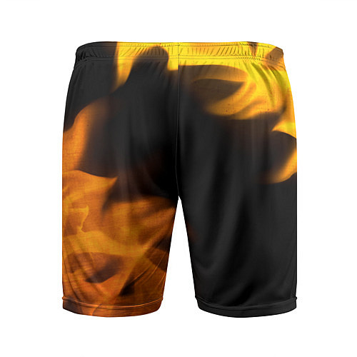 Мужские спортивные шорты Doom - gold gradient: надпись, символ / 3D-принт – фото 2