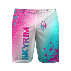 Шорты спортивные мужские Skyrim neon gradient style: надпись, символ, цвет: 3D-принт