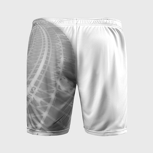 Мужские спортивные шорты BYD speed на светлом фоне со следами шин: по-верти / 3D-принт – фото 2