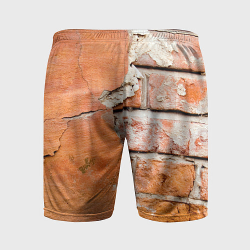Мужские спортивные шорты Кирпичная стена под штукатуркой / 3D-принт – фото 2