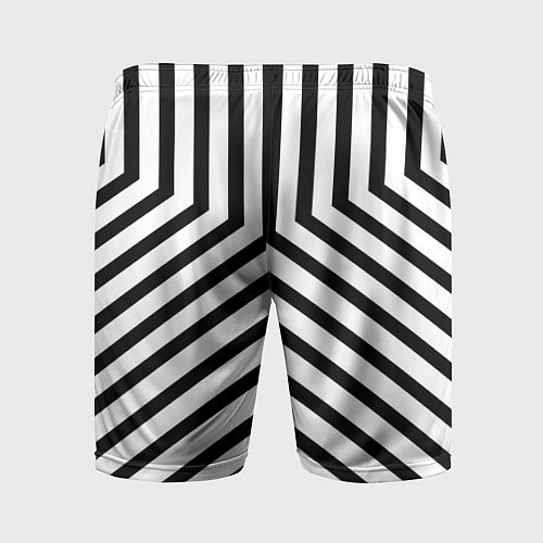 Мужские спортивные шорты Черно-белые полосы в узоре / 3D-принт – фото 2