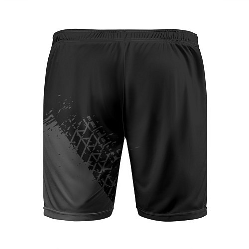Мужские спортивные шорты Lifan speed на темном фоне со следами шин: надпись / 3D-принт – фото 2