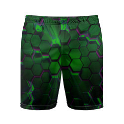 Шорты спортивные мужские Зелёные соты, цвет: 3D-принт