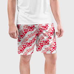 Шорты спортивные мужские Волны Любви - сердечки, цвет: 3D-принт — фото 2