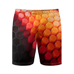 Шорты спортивные мужские Hexagon orange, цвет: 3D-принт