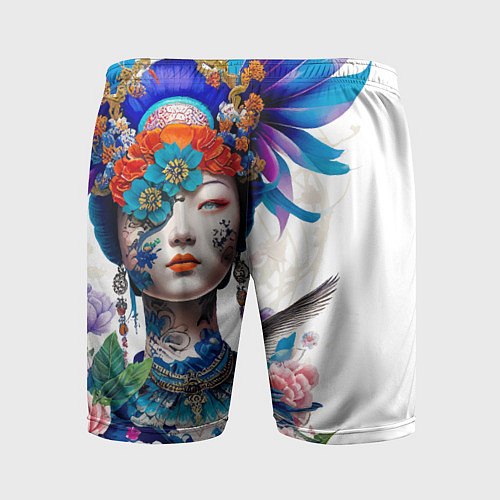 Мужские спортивные шорты Japanese girl - irezumi - tattoo / 3D-принт – фото 2