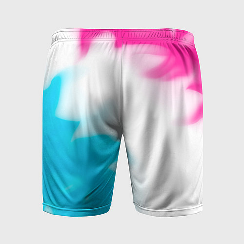Мужские спортивные шорты Geely neon gradient style: надпись, символ / 3D-принт – фото 2