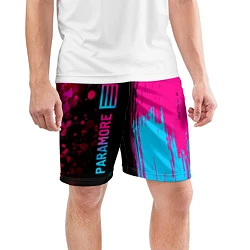 Шорты спортивные мужские Paramore - neon gradient: по-вертикали, цвет: 3D-принт — фото 2