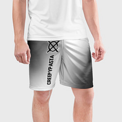 Шорты спортивные мужские CreepyPasta glitch на светлом фоне: по-вертикали, цвет: 3D-принт — фото 2