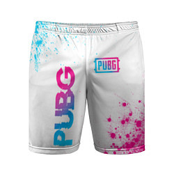 Шорты спортивные мужские PUBG neon gradient style: надпись, символ, цвет: 3D-принт
