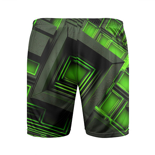 Мужские спортивные шорты Неоновые зелёные блоки / 3D-принт – фото 2