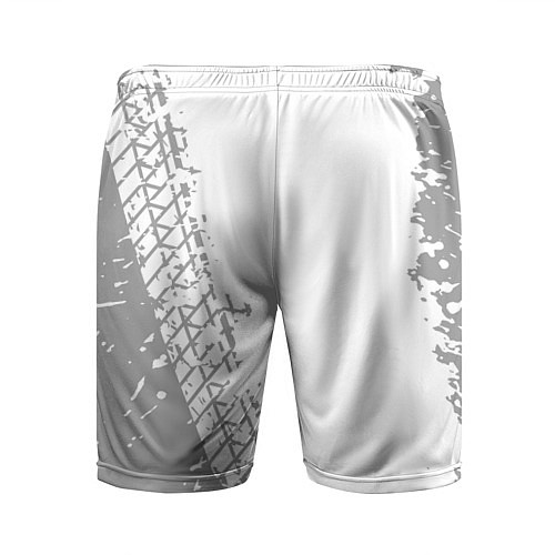 Мужские спортивные шорты FAW speed на светлом фоне со следами шин: по-верти / 3D-принт – фото 2