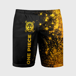 Шорты спортивные мужские One Piece - gold gradient: по-вертикали, цвет: 3D-принт