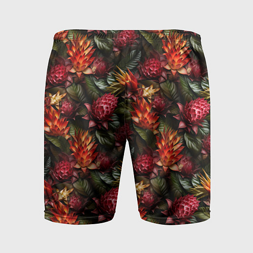 Мужские спортивные шорты Тропические цветы / 3D-принт – фото 2