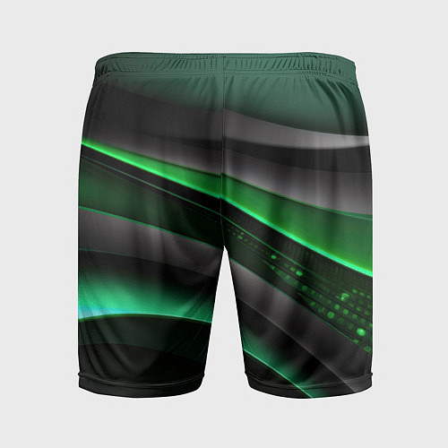 Мужские спортивные шорты Black green line / 3D-принт – фото 2