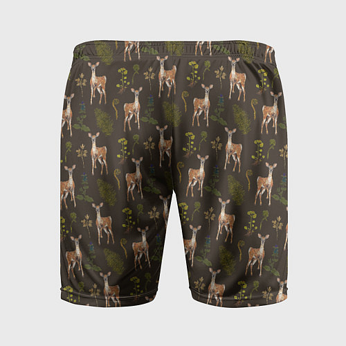 Мужские спортивные шорты Олени и растения / 3D-принт – фото 2