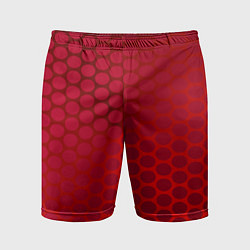 Шорты спортивные мужские Сотовый красный градиент, цвет: 3D-принт