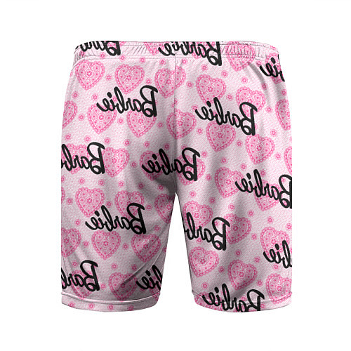 Мужские спортивные шорты Логотип Барби и розовое кружево / 3D-принт – фото 2