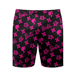 Мужские спортивные шорты Барби паттерн черно-розовый