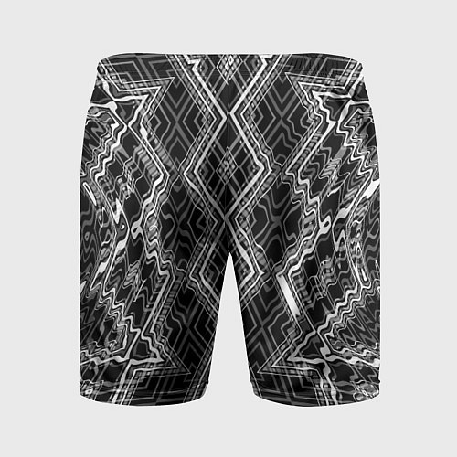 Мужские спортивные шорты Черно-белый узор Искаженная геометрия / 3D-принт – фото 2