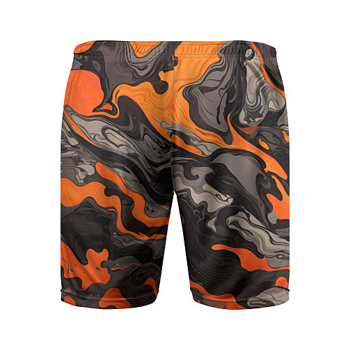 Мужские спортивные шорты Оранжево-черный камуфляж / 3D-принт – фото 2