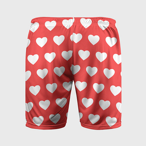 Мужские спортивные шорты Сердечки на красном фоне / 3D-принт – фото 2