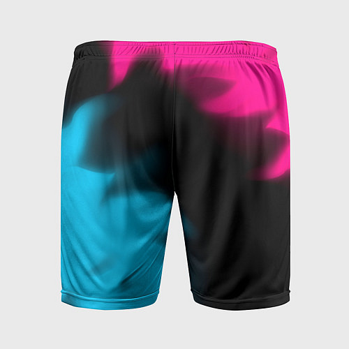 Мужские спортивные шорты Watch Dogs - neon gradient: надпись, символ / 3D-принт – фото 2