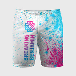 Шорты спортивные мужские Breaking Benjamin neon gradient style: по-вертикал, цвет: 3D-принт