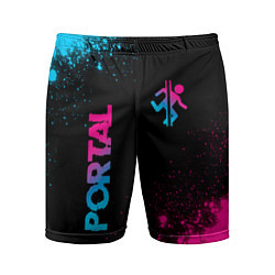 Шорты спортивные мужские Portal - neon gradient: надпись, символ, цвет: 3D-принт