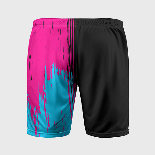 Мужские спортивные шорты Breaking Benjamin - neon gradient: по-вертикали / 3D-принт – фото 2