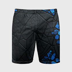 Шорты спортивные мужские Черные плиты с синими вставками, цвет: 3D-принт