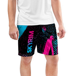 Шорты спортивные мужские Skyrim - neon gradient: надпись, символ, цвет: 3D-принт — фото 2