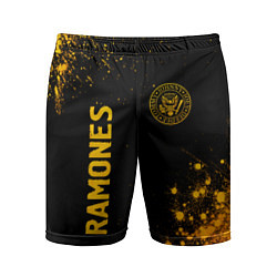 Шорты спортивные мужские Ramones - gold gradient: надпись, символ, цвет: 3D-принт